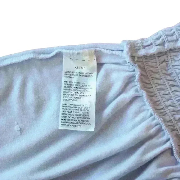 WHBM Light Blue Short Sleeve Dolman Top w/Ruched Waist Crew Neck Size XS - Picture 7 of 7